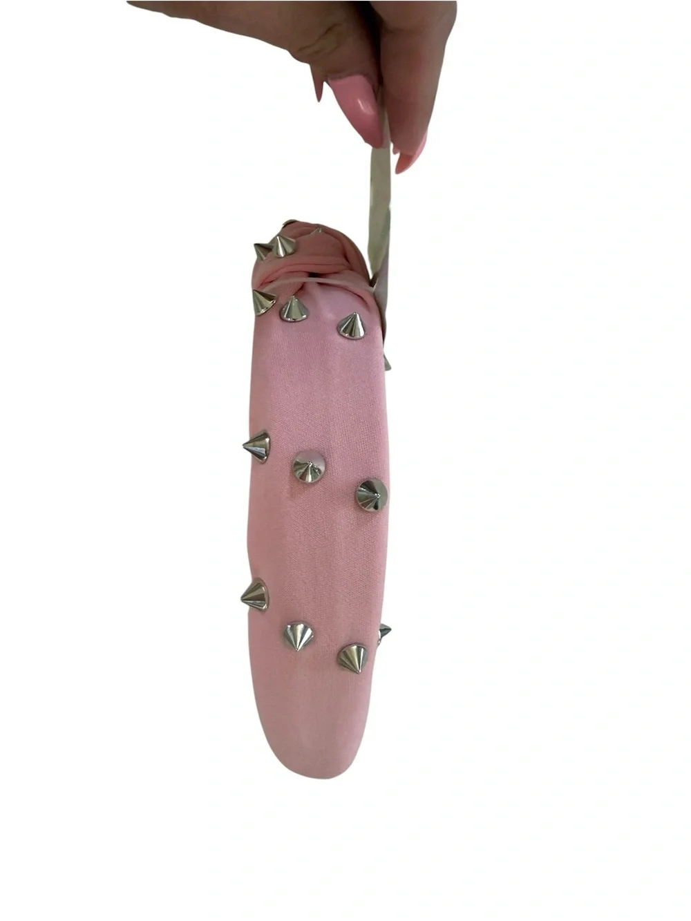 Pink Spiked Knotted Headband with Silver Studs